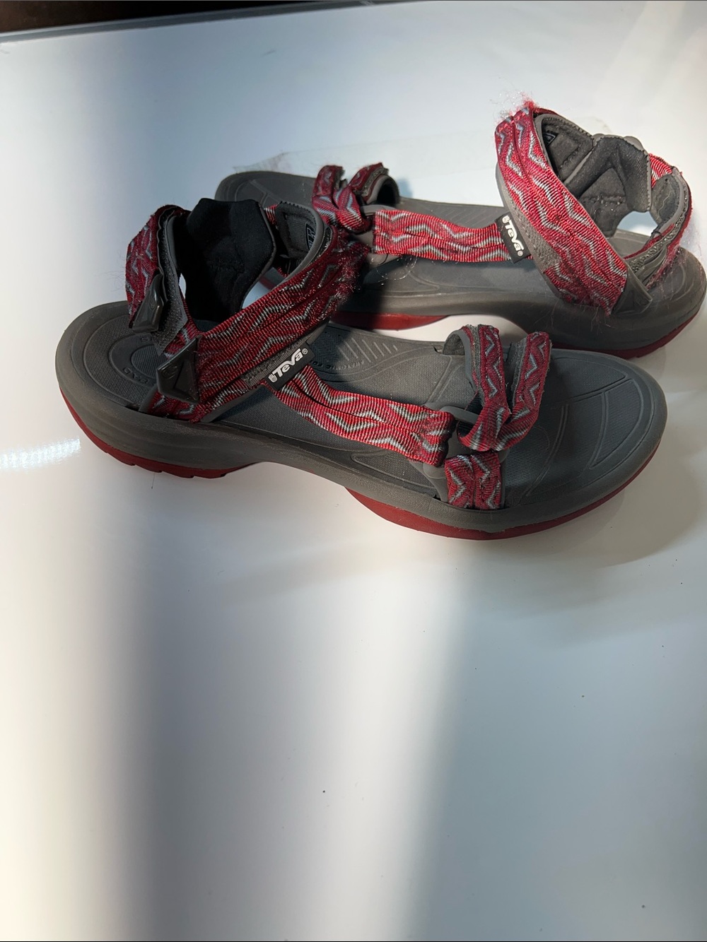 Teva Women's red Maroon and grey Patterned Outdoor Sandals